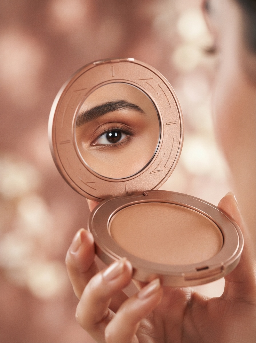 AI product photography scene — beauty compact mirror eye | rawbit