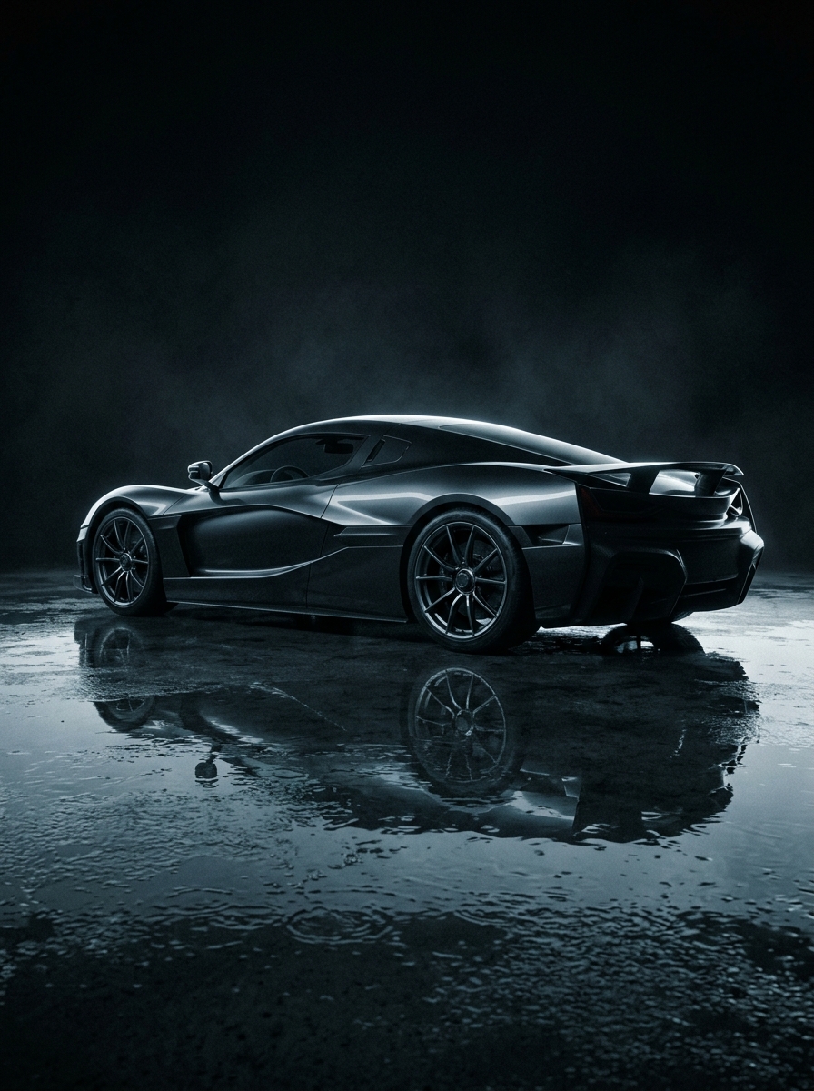 AI product photography scene — car sports wet floor | rawbit