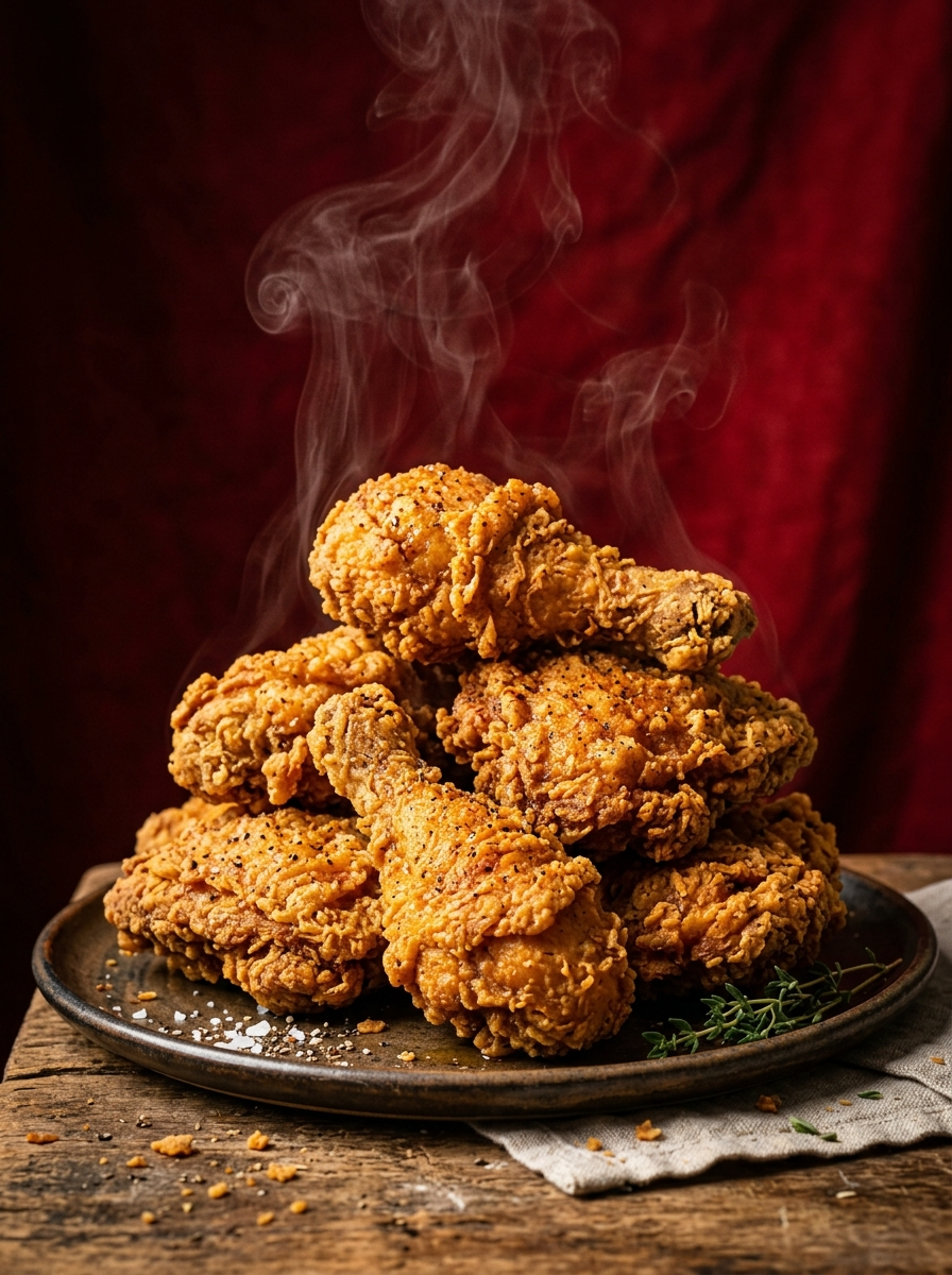 AI product photography scene — food fried chicken stack | rawbit