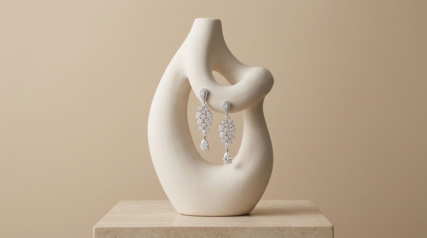 AI product photography scene — jewelry diamond earrings | rawbit