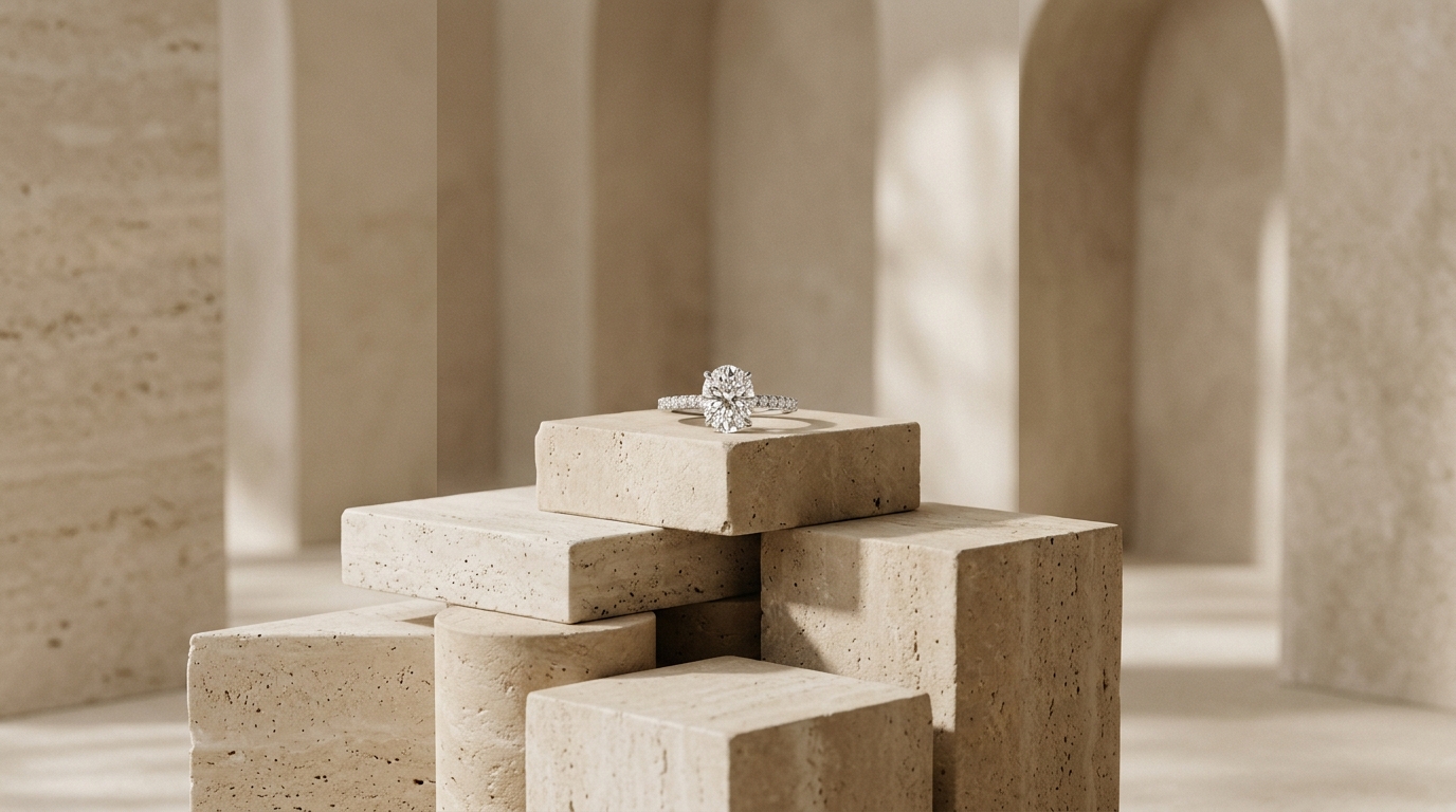 AI product photography scene — jewelry diamond ring arches | rawbit