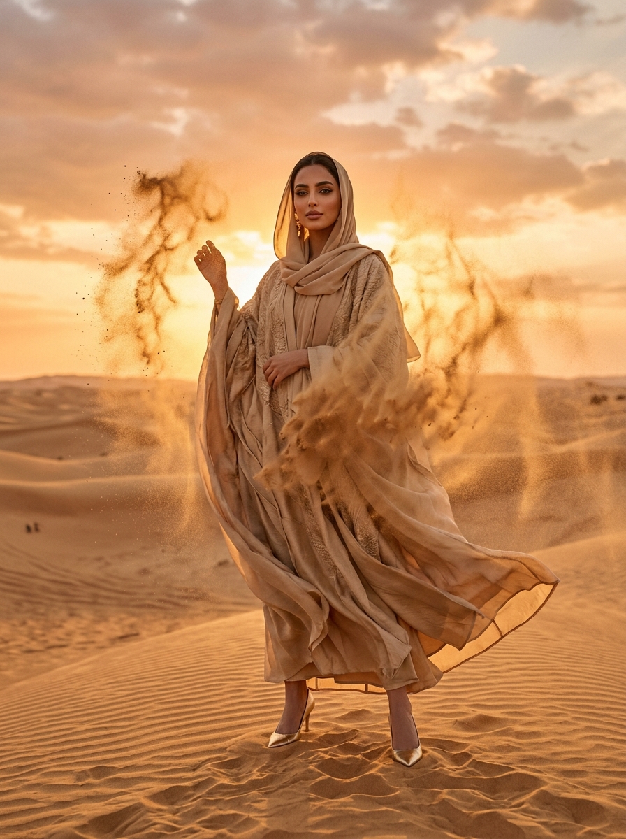 AI product photography scene — lifestyle desert sand throw | rawbit