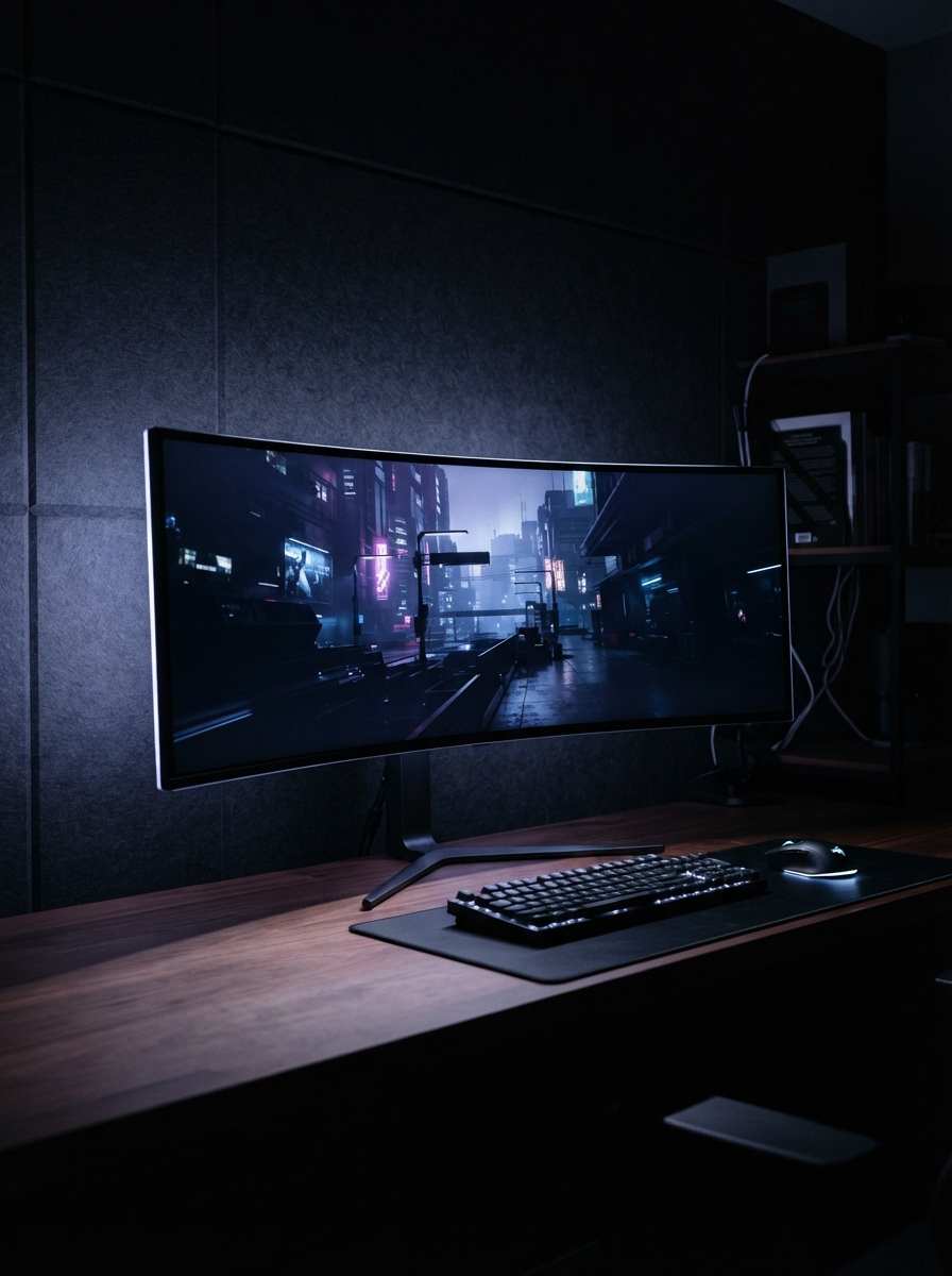 AI product photography scene — tech monitor desk | rawbit
