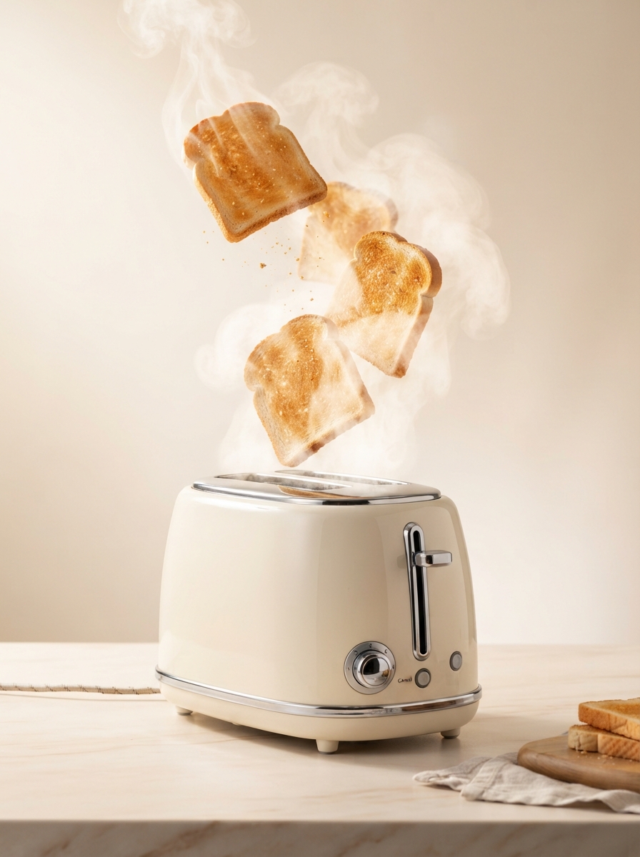 AI product photography scene — tech retro toaster | rawbit