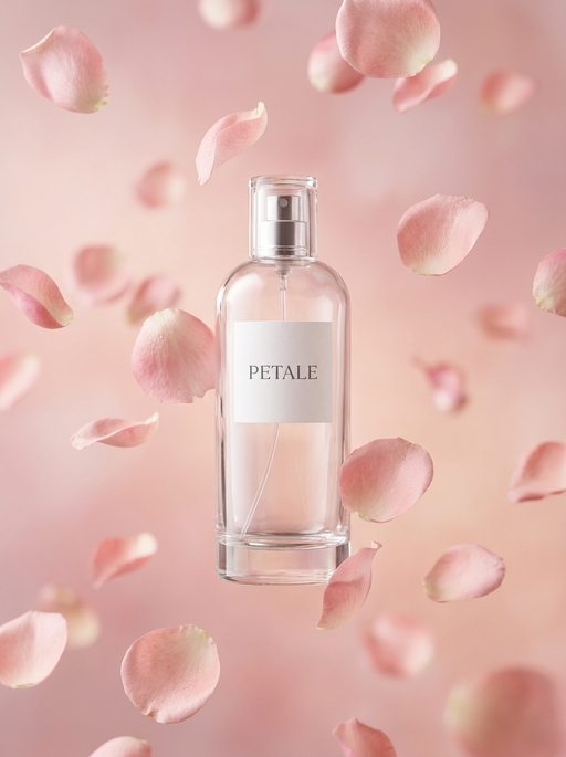 AI product photography scene — perfume petale falling rose petals | rawbit AI product photography scene — perfume petale falling rose petals | rawbit