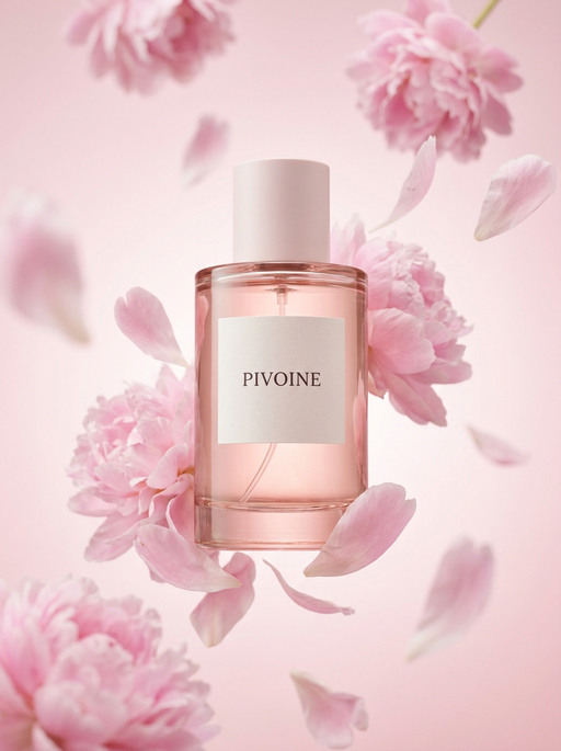AI product photography scene — perfume pivoine pink peonies | rawbit AI product photography scene — perfume pivoine pink peonies | rawbit