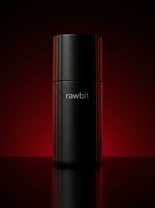 AI product photography scene — rawbit black bottle red backdrop | rawbit AI product photography scene — rawbit black bottle red backdrop | rawbit