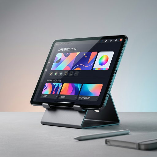 AI product photography scene — tablet stand creative design app | rawbit AI product photography scene — tablet stand creative design app | rawbit